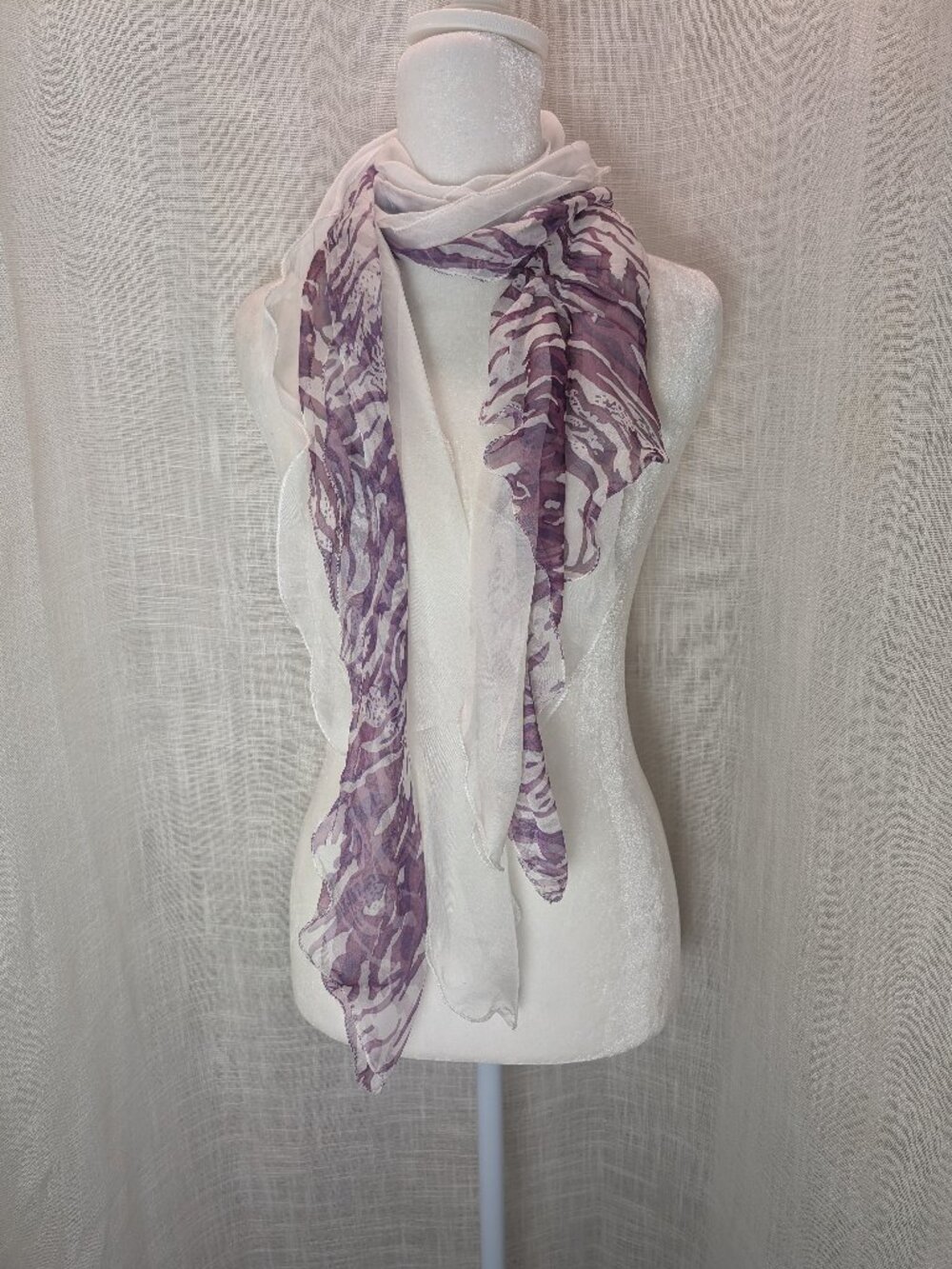 Ruffle Purple & White Sheer Scarf